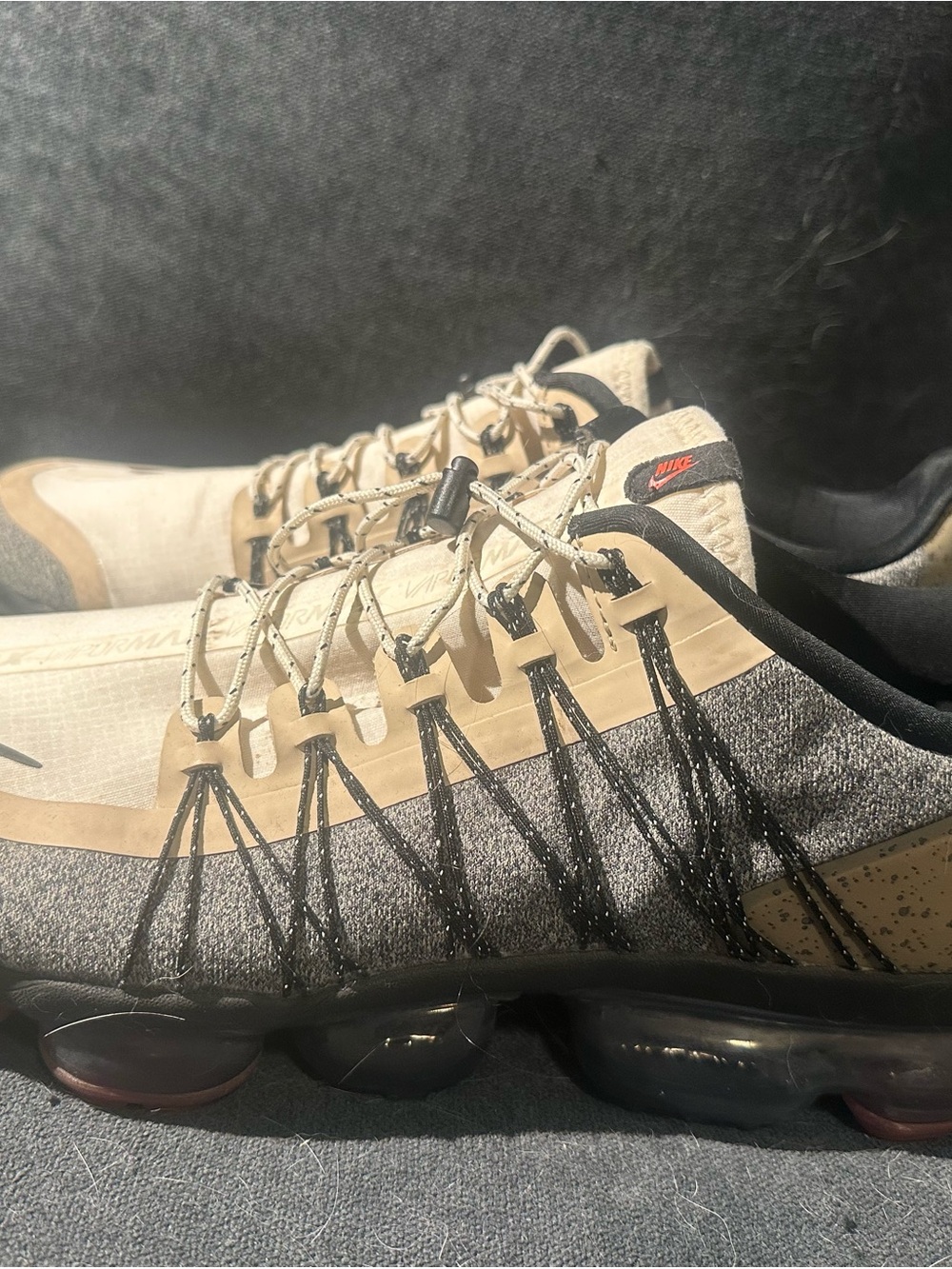 Nike Beige and Black VaporMax Running Sneakers
